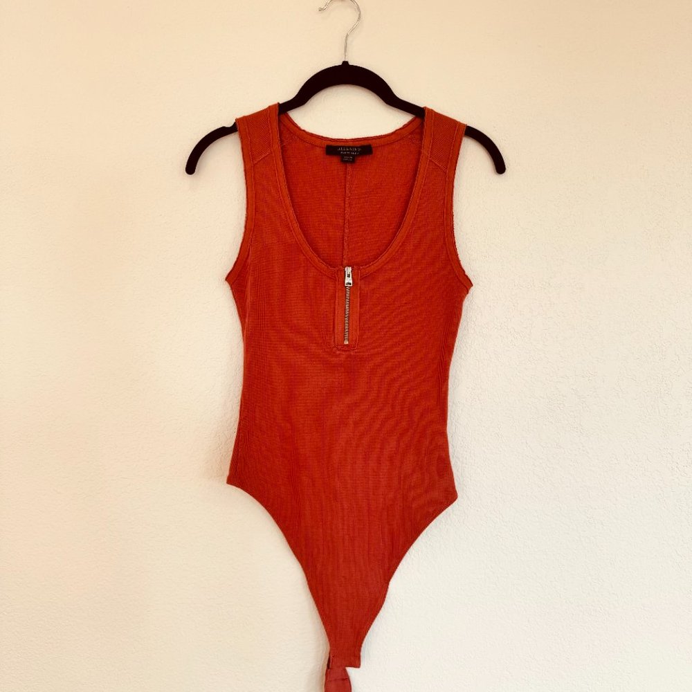 AllSaints Alicia Zip Front Bodysuit